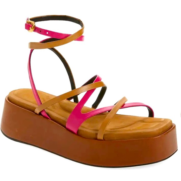 Rag & Bone Logan Platform sandal!   Size 9. Tan and Fuchia. NEW-Never been worn! - Picture 6 of 12